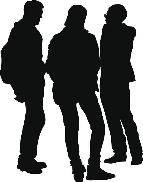 ilustrações de stock, clip art, desenhos animados e ícones de little multidões - silhouette teenager men little boys