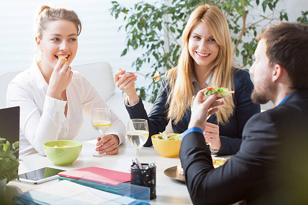 istock Team eating business lunch 482356636