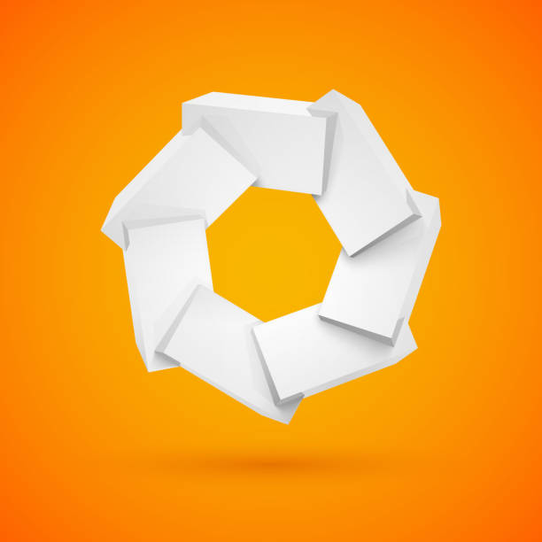 dołącz biały błyszczący błyszczący plastik kostki - orange visualization built structure cube stock illustrations