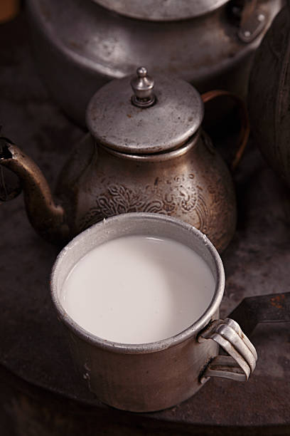 istock milk mug and old teapot and kettle, kyrgyz yurt kitchen 482359358