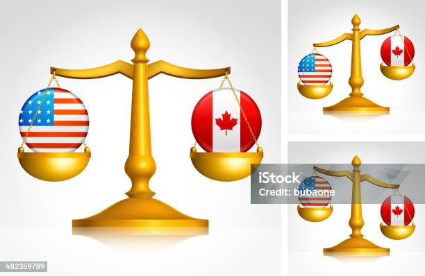 Scales Weighing Usa And Canada Stock Illustration - Download Image Now - Blue, Canada, Canadian Flag