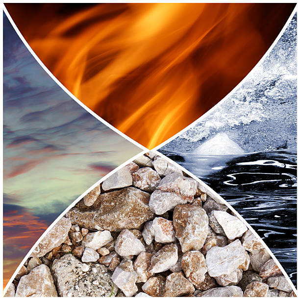 collage der vier klassische elemente - die vier elemente stock-fotos und bilder