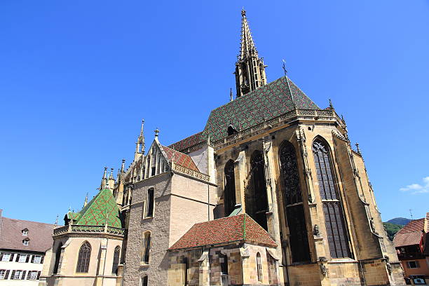 Collegiate church of Thann The beautiful collegiate church of Thann in Alsace grapevine texas city stock pictures, royalty-free photos & images