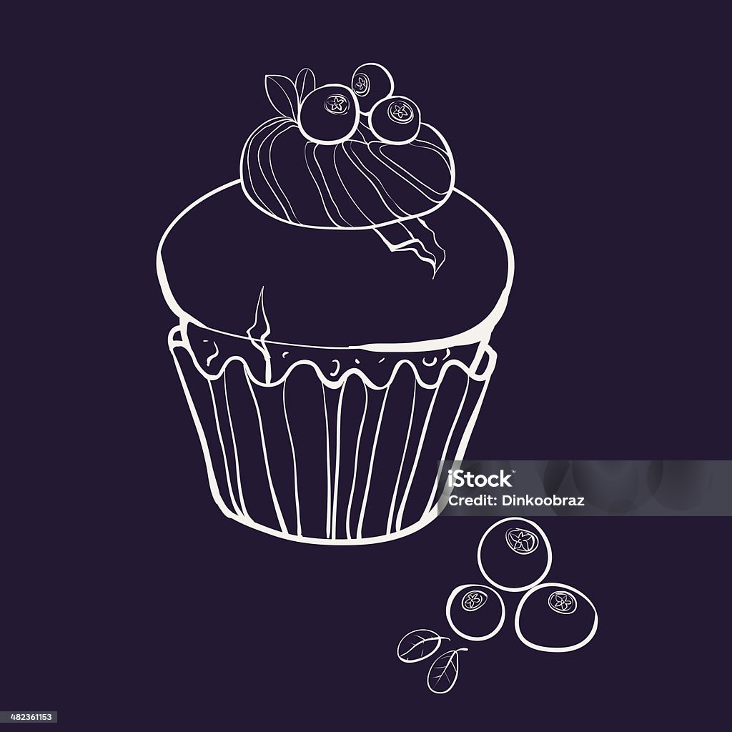 vanilla muffin with blueberries blueberry muffin with cream Baked Pastry Item stock vector