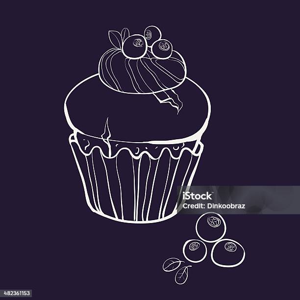 Vanilla Muffin With Blueberries Stock Illustration - Download Image Now - Baked Pastry Item, Bakery, Berry