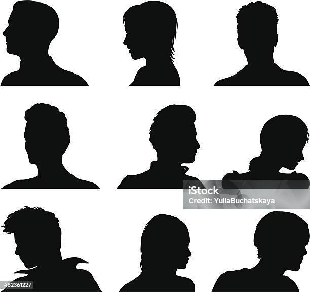 Anonymous Avatar Set Stock Illustration - Download Image Now - In Silhouette, Profile View, Men