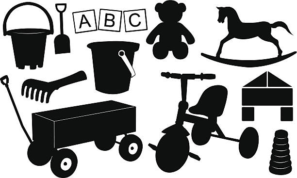 toys kids toys set isolated on hite sand pail and shovel stock illustrations