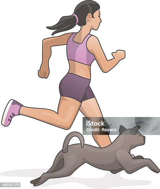 Jogging Com Cão - Arte vetorial de stock e mais imagens de Adulto - Adulto, Animal, Atividade