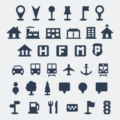 Vector isolated map icons set