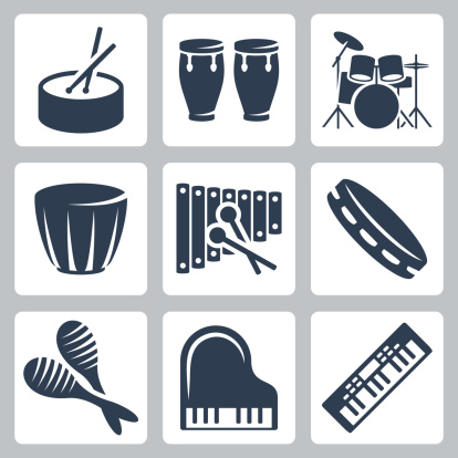 Vector musical istruments: drums and keyboards