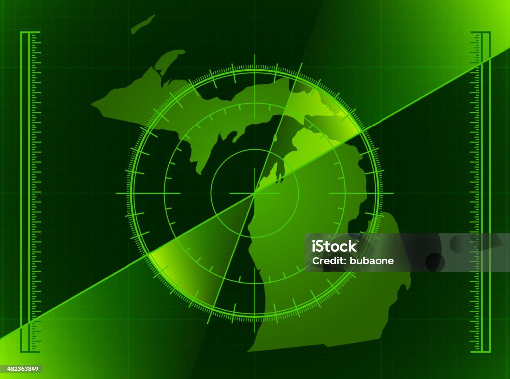 Verde Tela de Radar e mapa do estado de Michigan - Royalty-free Aperfeiçoamento Digital arte vetorial
