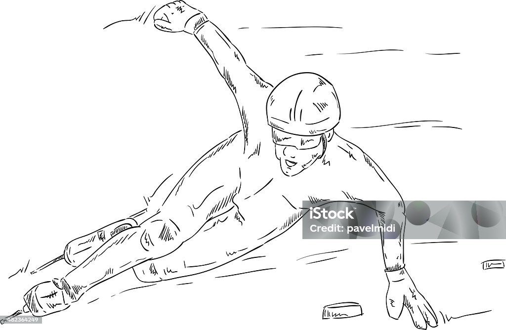 speed skating vector - speed skating - shorttrack - isolated on background Activity stock vector