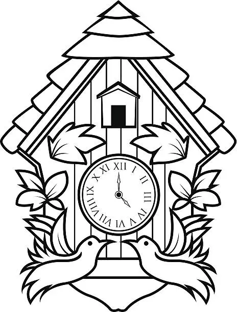 Vector illustration of Ornamental cuckoo clock