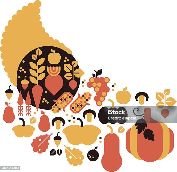 Composition With Cornucopia And Vegetables Stock Illustration - Download Image Now - Cornucopia, Apple - Fruit, Crop - Plant