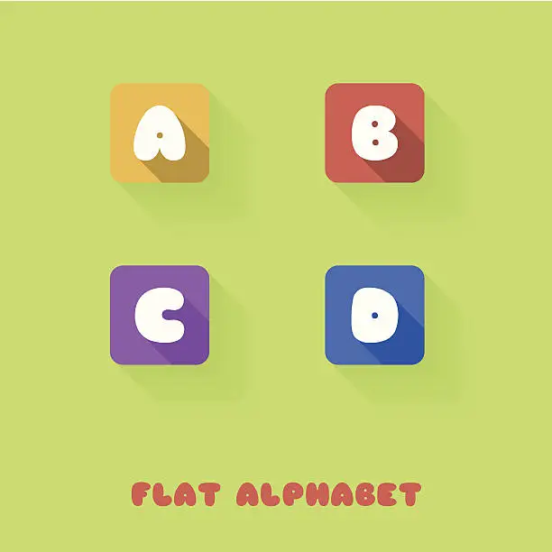 Vector illustration of B C D A - Flat Design Button Alphabet