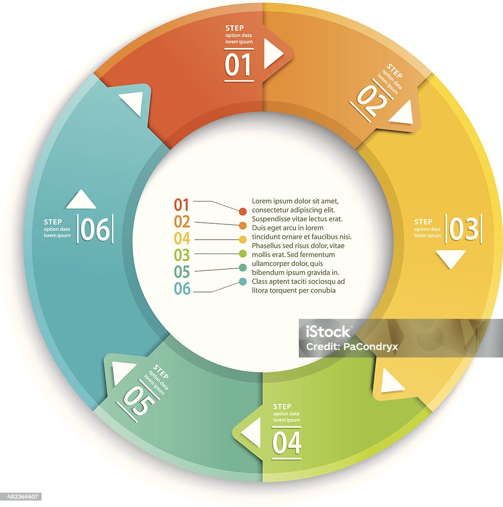 Circular infografiki element z sześciu kroków - Grafika wektorowa royalty-free (Koło - Figura dwuwymiarowa)