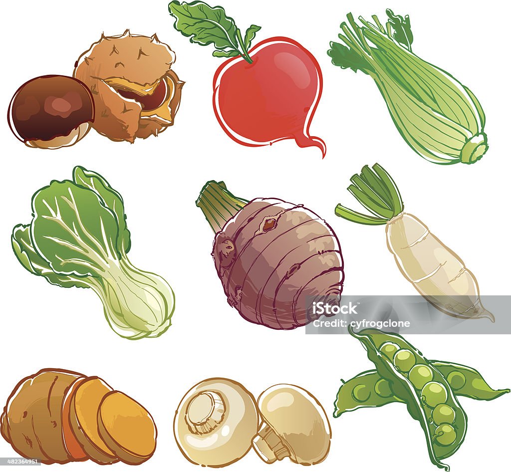 Warzyw ikony - Grafika wektorowa royalty-free (Słodki ziemniak)