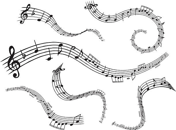 illustrazioni stock, clip art, cartoni animati e icone di tendenza di nota musicale - sequenza di strumento musicale