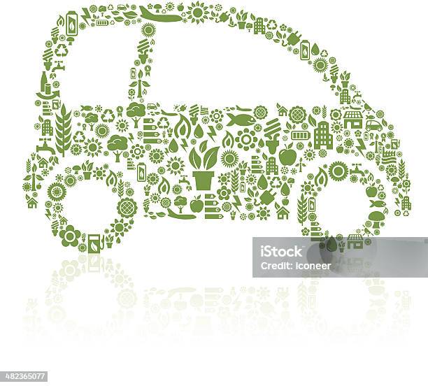 Ícones De Ecologia - Arte vetorial de stock e mais imagens de A caminho - A caminho, Mobilidade, Cor verde