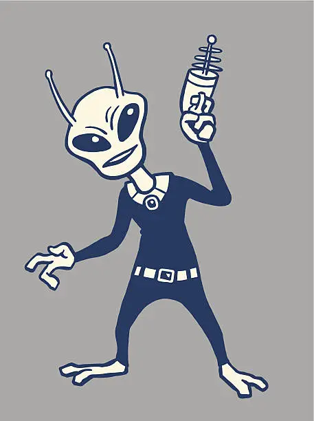 Vector illustration of Alien Holding Ray Gun