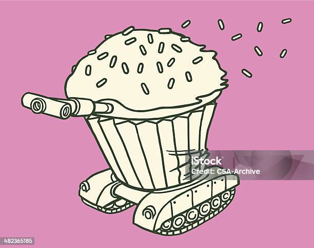 Ilustración de Magdalena Con Glaseado Tanque y más Vectores Libres de Derechos de Tanque - Tanque, Tarta - Postre, Ilustración