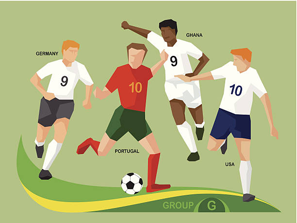 футбол игроки 2014 года группа g - portugal ghana stock illustrations
