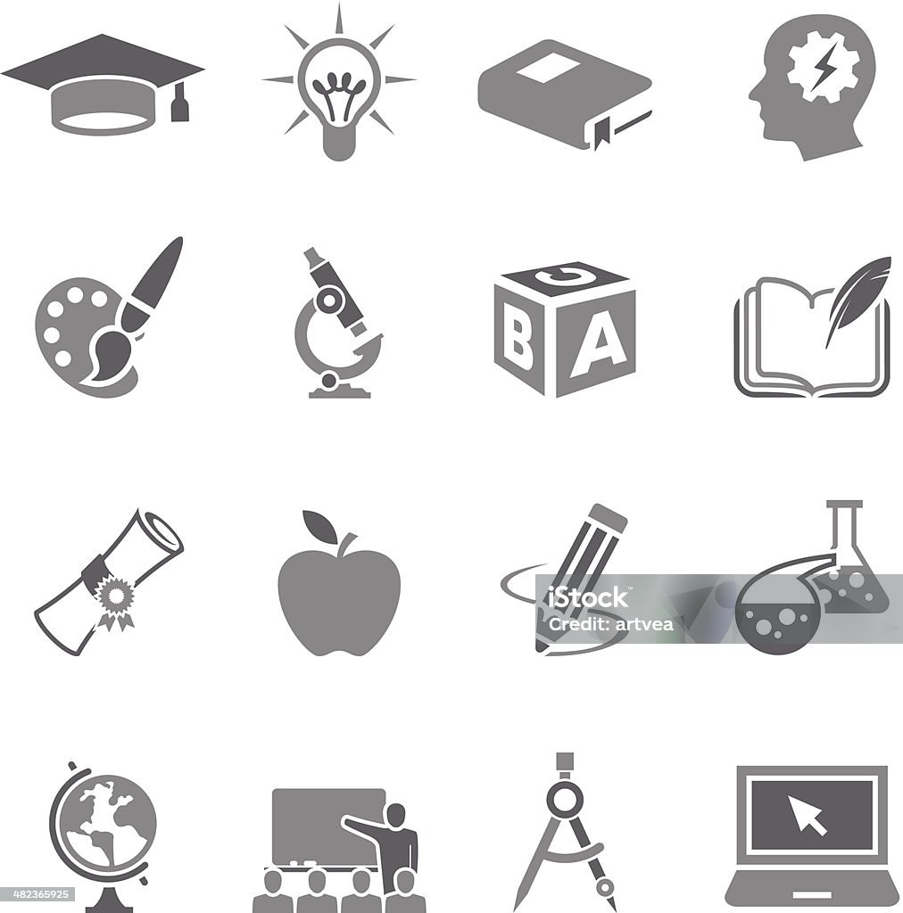 Conjunto de iconos de educación - arte vectorial de Aprender libre de derechos