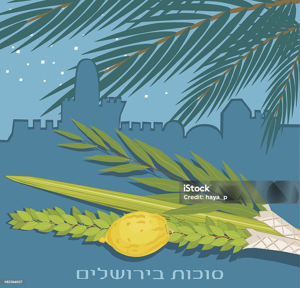 Sukkoth Plants  On Old Jerusalem Background Zipped *. ai CS3, PDF is attached. Lulav stock vector