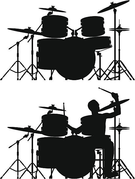 Drums and Drummer (Each Drum is Moveable and Complete) Each drum is separate and complete. drummer stock illustrations