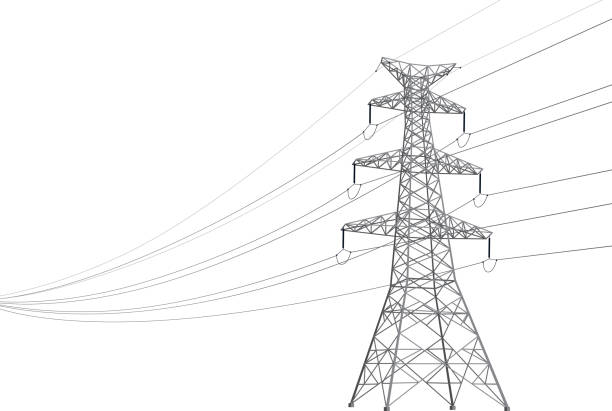 linia energetyczna - pylon elektryczności stock illustrations