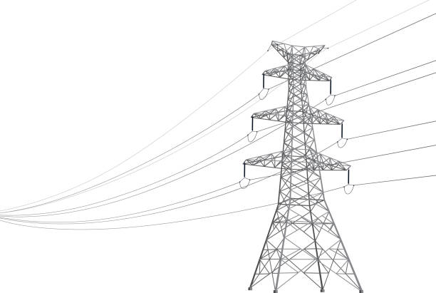 ilustrações, clipart, desenhos animados e ícones de linha de alimentação - electricity pylon