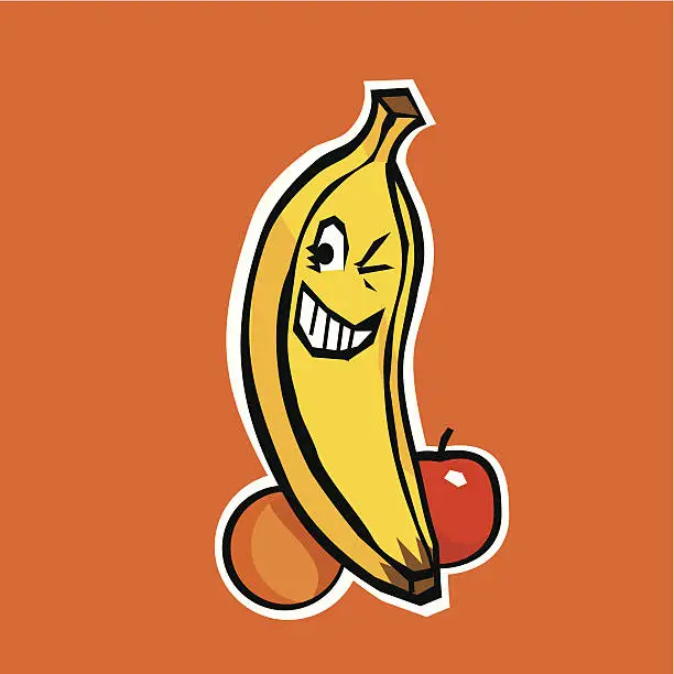 Vector illustration of Winking Banana