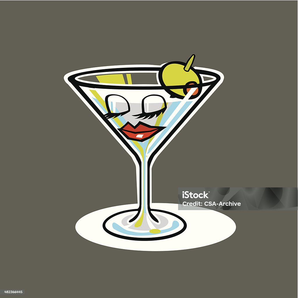 Martini Glass with Face - Векторная графика Бокал для мартини роялти-фри