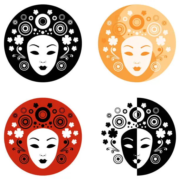 Vector illustration of Abstract illustration of women's face on the circle