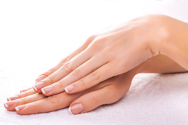 istock beautiful manicure on the white towel 482367333