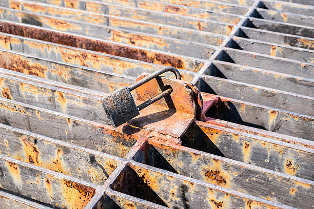 close up of rusty lock concept security and protection