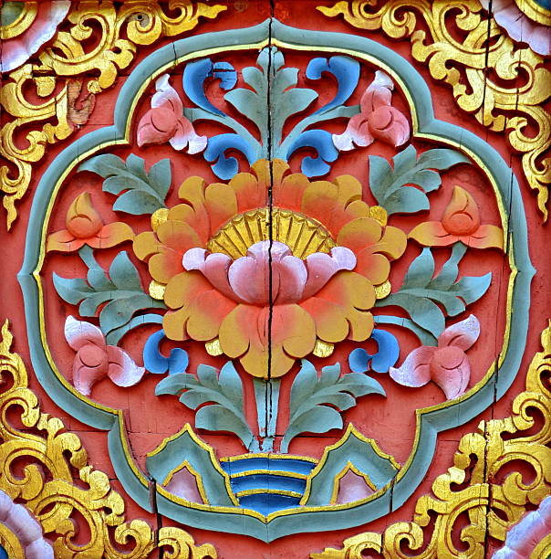 istock Native Thai style wood carving decorated 482370863