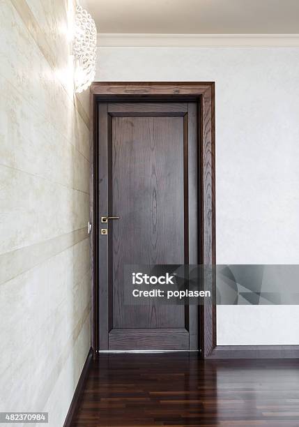 Wooden Entrance Door Stock Photo - Download Image Now - 2015, Blank, Bright