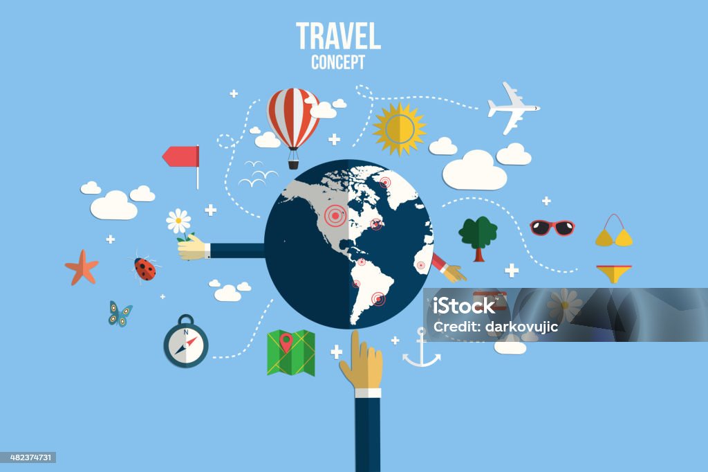 Modern vector illustration icons set of traveling Modern vector illustration icons set of traveling, planning a summer vacation. Flat desing style. Vector Icon Symbol stock vector