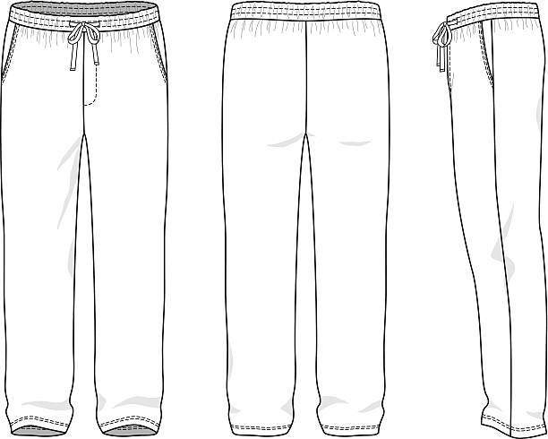 Blank men's sweatpants Blank men's sweatpants in front, back and side views. Vector illustration. Isolated on white. jogging pants stock illustrations