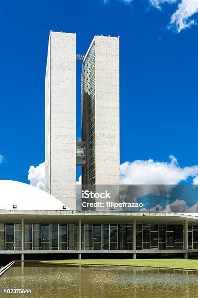 Brazilian National Congress In Brasilia Brazil Stock Photo - Download Image Now - 2015, Architect, Architecture