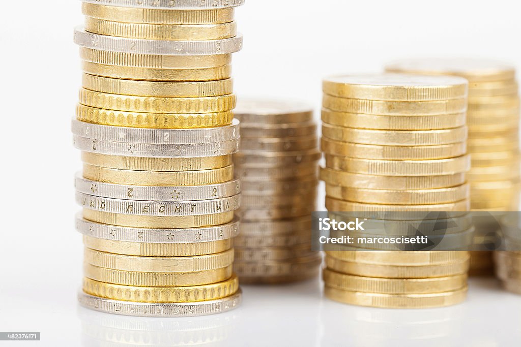 Euro Money Euro Money Coins on White Background Budget Stock Photo