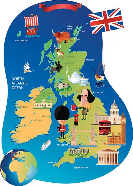 Vector illustration of Cartoon map of UK