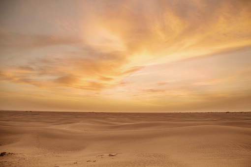 Magnificent clouds during sunset over Sahara Desert in Morocco