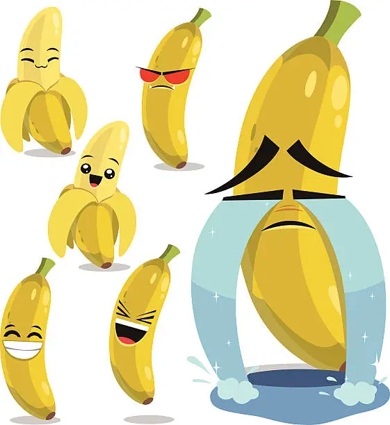 Vector illustration of Banana Cartoon Set B