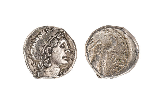 Alexander the Great Coin with clipping path This Athenian coin dates back to the last half of the fifth century BC in Greece ancient coins of greece stock pictures, royalty-free photos & images