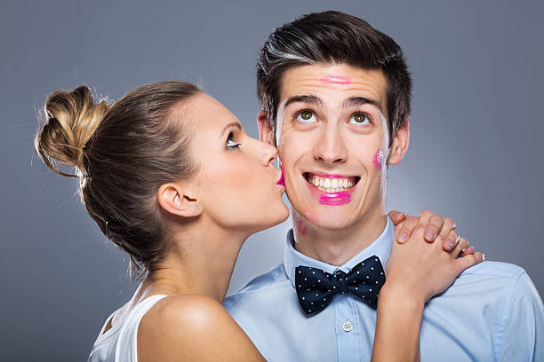 120+ Man With Lipstick Kiss On Cheek Stock Photos, Pictures