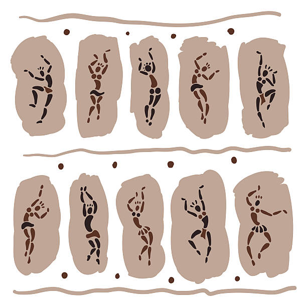 그림 of 중유럽식 댄스팀 - african descent cave painting african culture men stock illustrations