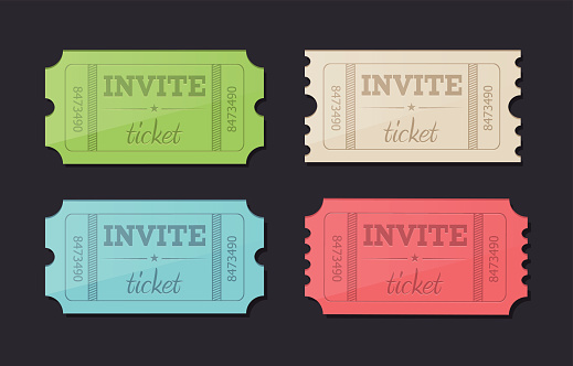 Drawn Ticket Invite Vector Retro Invite Tickets Stock Illustration - Download Image Now ...