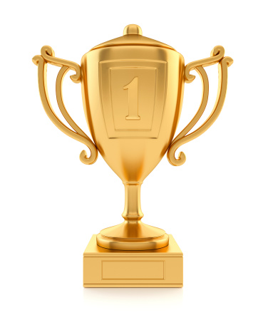 A trophy is engraved with the year 2024 at it is rests on soft golden satin that provides ample room for copy and text.